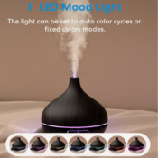 400ML Aromatherapy Diffuser with 4 Timer & 7 Colors LED Lights $23...