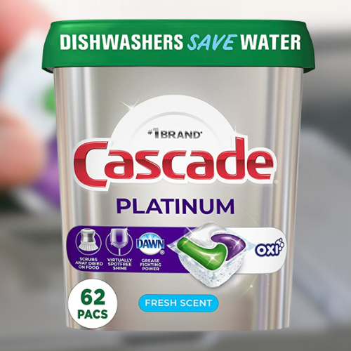 62-Count Cascade Platinum Dishwasher Pods, Fresh Scent as low as $15.44...