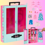 Barbie Blue Closet Playset Extra Fashions w/ 3 Outfits, Styling Accessories...