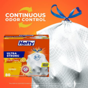 80-Count Hefty 13 Gallon White Ultra Strong Tall Kitchen Trash Bags, Citrus...