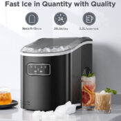Portable Countertop Ice Maker Machine with Scoop & Basket, Black $70...