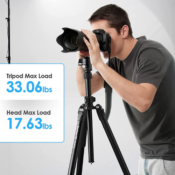 Capture professional-grade photos with ease using Professional 73″ Tripod...