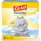 110-Count Glad ForceFlex Protection Series Tall Kitchen Drawstring Trash...