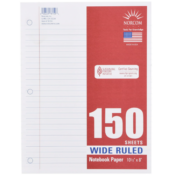 150-Sheet Notebook Filler Wide Ruled Paper $0.87 - 1¢/Sheet