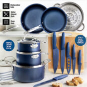 17-Piece Nonstick Pots and Pans Cookware + Knife Set $95.95 Shipped Free...