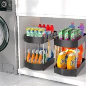 2-Pack Under Sink Cabinet 2-Layer Organizer with Hooks $14.99 (Reg. $30)...