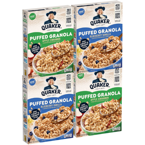 4-Count Quaker Puffed Granola Cereal Variety Pack as low as $13.19 ...