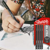 4-Count Sharpie Fine Point 0.4 mm Felt Tip Pens, Black $4.47 (Reg. $11.53)...