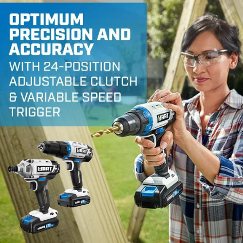 HART 20Volt Cordless Drill & Impact Combo with Two LithiumIon