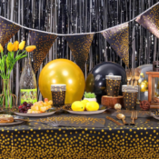 177-Piece Black and Gold Party Supplies Set $10.99 After Code (Reg. $22)...