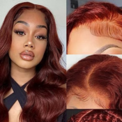 Transform your look with this Reddish Brown Lace Front Wigs Human Hair...
