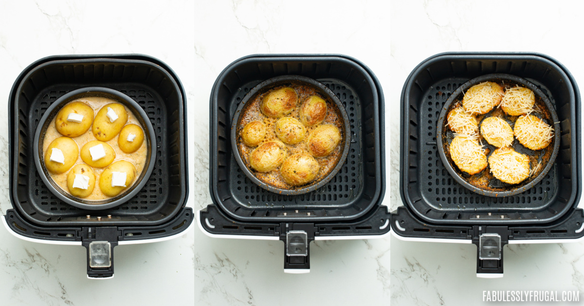 potatoes being cooked in the air fryer