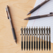 12-Pack Amazon Basics Retractable Medium Point Black Ballpoint Pens as...
