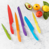 12-Piece Amazon Basics Color-Coded Kitchen Knife and Blade Guards Set $11.21...