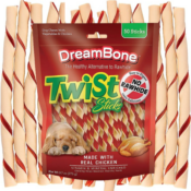 50-Count Dreambone Rawhide-Free Dog Twist Sticks, Chicken as low as $9.26...