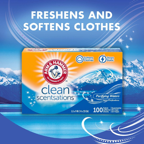 ARM & HAMMER 100Count Fabric Softener Sheets, Purifying Waters as low