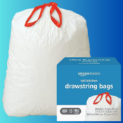 Amazon Basics 200-Count Tall Kitchen Drawstring Trash Bags as low as $16.80...