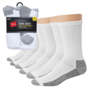 Hanes Men's Work White Socks, 6-Pack $6.71 (Reg. $16) - $1.12 Each Pair,...