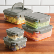 Rachael Ray 10-Piece Stacking Leak-Proof Food Storage Container Set (Gray)...