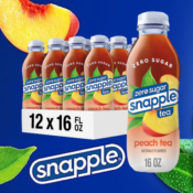 Snapple Zero Sugar 12-Pack Peach Tea Bottle $9.98 (Reg. $17.40) - 83¢/16-Ounce...