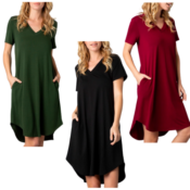 Soft V-Neck Pocket Dress $17.99 Shipped (Reg. $30) - 18 Colors, S-2XL