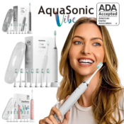 Aquasonic Vibe Series Ultra Whitening Electric Toothbrush w/ 8 Brush Heads...