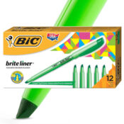 BIC Brite Liner Chisel Tip Green Highlighter, 12-Count $5.66 Shipped Free...