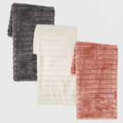 Textured Faux Fur Reversible Throw Blanket $12.49 (Reg. $25) - 3 Colors