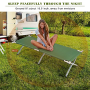 Folding Camping Cot w/ Carry Bag & Side Pockets $35 After Coupon +...