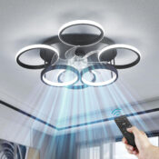 Modern Dimmable LED 6-Speed 25.6in Ceiling Fan Light $59.99 After Code...