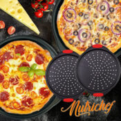 NutriChef Non-Stick Pizza Tray, 2-Pack with Silicone Handle $19 (Reg. $25)...