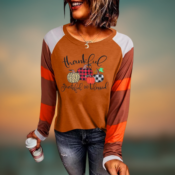 Women's Thankful Grateful Blessed Print Tee Top $13.19 After Code (Reg....