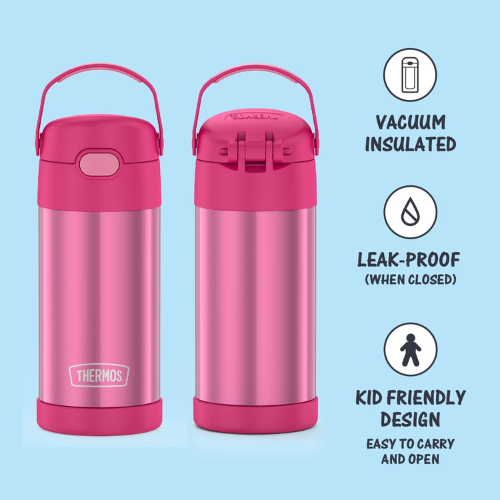 Thermos Stainless Steel Vacuum Insulated Kids Straw Bottle, 12 Ounce (Pink) $14 (Reg. $16.99) - FAB Ratings!