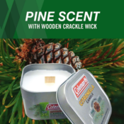Coleman Pine Scented Citronella Candle with Wooden Crackle Wick, 6 Oz $2.94...