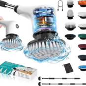 Electric Spin Scrubber with 10 Replaceable Cleaner Brush $41.99 After Code...