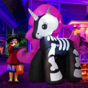 Halloween Unicorn Skeleton Yard Inflatable with LED Lights, 5.2 Ft. $27...