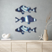 Hand Painted Metal Fish Wall Décor 3-Piece Set $10.35 (Reg. $19) - $3.45/9.5-Inch...