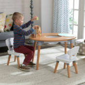KidKraft Kids' Wooden Mid-Century Table with 2 Chairs Furniture Set $60...