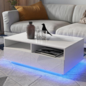 Elevate your living space with this Modern RGB LED Coffee Table for just...