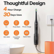 Ultrasonic Electric Rechargeable Toothbrush Set w/ 8 Heads $11.99 After...
