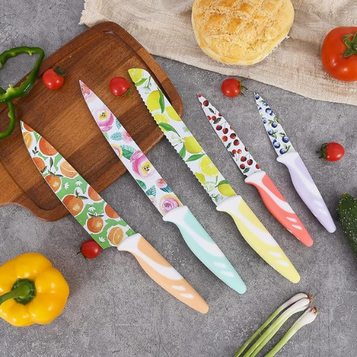 Floral Knife Set $40  Knife set kitchen, Kitchen knives, Stainless steel  kitchen