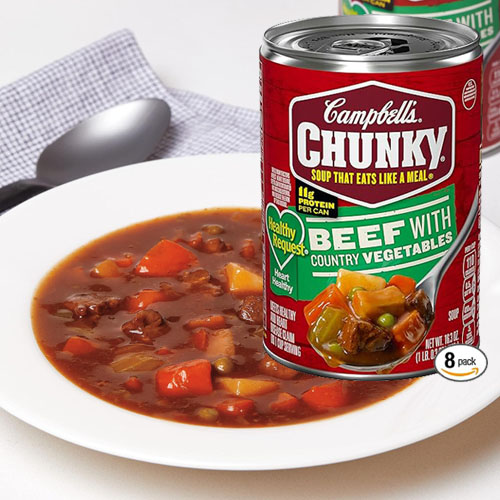 Campbells Chunky Soup, Beef Soup with Country Vegetables, 15.25 oz Microwavable  Bowl