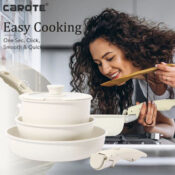 Carote Nonstick Granite Cookware 5-Piece Set with Detachable Handle $39.99...