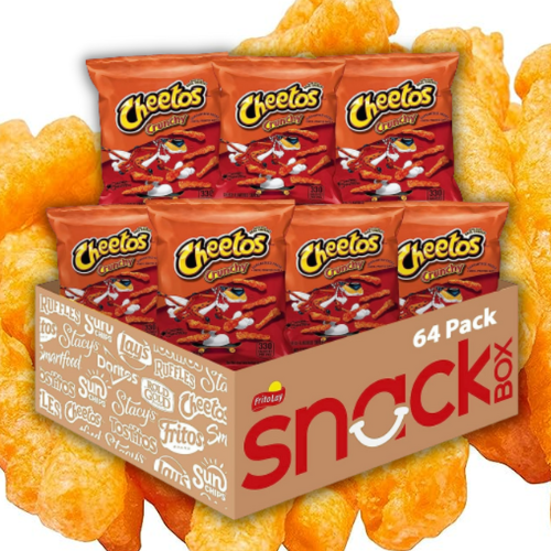 Cheetos Cheese Snacks, Crunchy Hot, 2-Ounce Large Single Serve Bags (Pack  of 64)