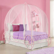 DHP Fairytale Canopy Kids Twin Metal Carriage Bed Frame, Pink $129 Shipped...
