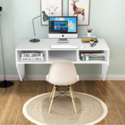 Wall Mounted Floating Computer Desk w/ Storage Shelves $60 After Coupon...