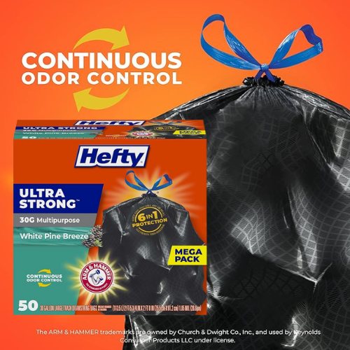Hefty Ultra Strong 50-Count 30-Gallon Multipurpose Trash Bags