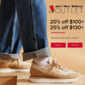 Joe's New Balance Outlet: Spend & Save: 20% off $100, 25% off $130