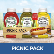 Heinz 3-Count Tomato Ketchup, Relish, and Mustard Picnic Pack as low as...