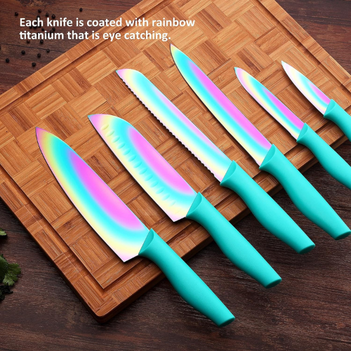 Rainbow Titanium Stainless Steel 12-Piece Kitchen Knife Set $19.49 (Reg.  $60) - $3.25/Knife with Blade Guard - Fabulessly Frugal